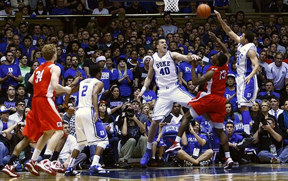 Marshall Plumlee made his Duke debut against Cornell and recorded a rebound and a block, but was limited after suffering a foot sprain.