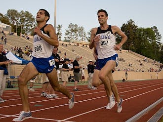 Senior Ryan McDermott (right) won his third straight 3k steeplechase at the ACC Championships, becoming the first Duke athlete to do so in 40 years.