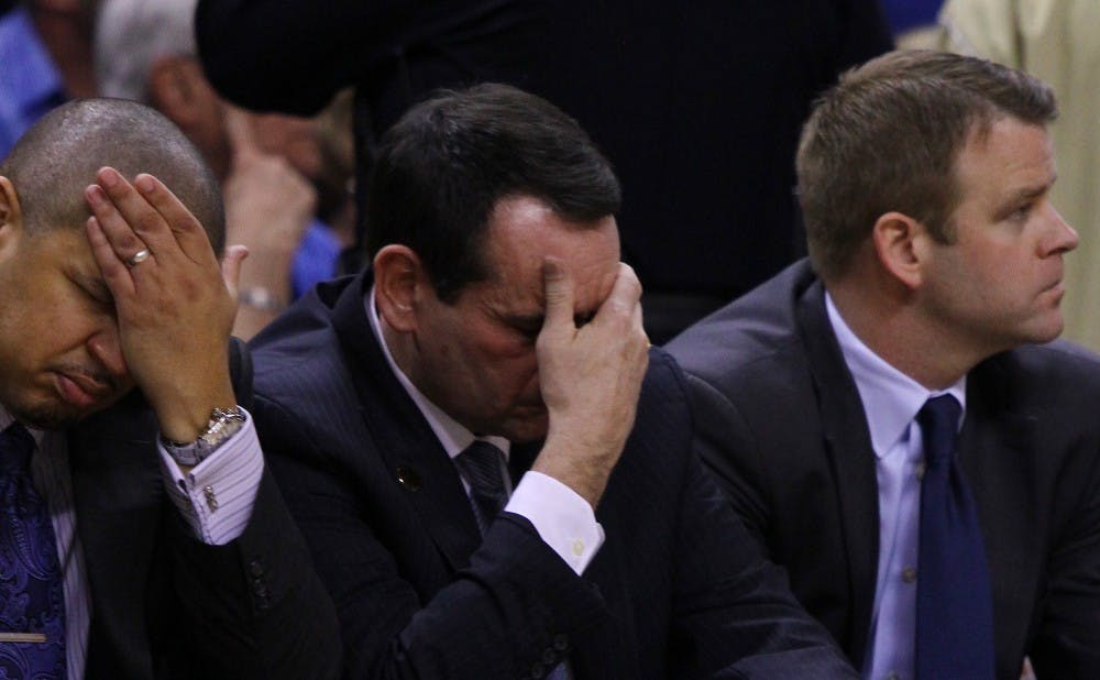 Duke head coach Mike Krzyzewski was checked by the team's medical staff after suffering from dizziness and light-headedness during his team's loss to Wake Forest.
