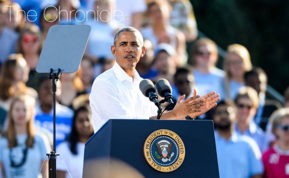 <p>Obama criticized&nbsp;Senator Richard Burr's campaign rhetoric during a rally at UNC-Chapel Hill Wednesday.&nbsp;&nbsp;</p>