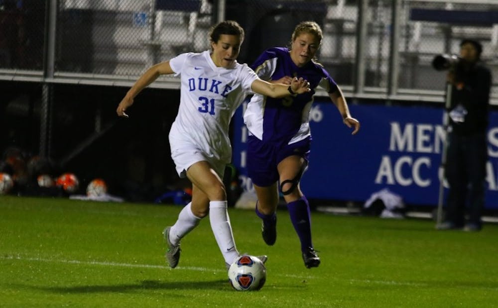 <p>Senior Christina Gibbons leads the Blue Devils with seven assists this year and has played several different positions to spark Duke's dominant stretch of play in the ACC.&nbsp;</p>