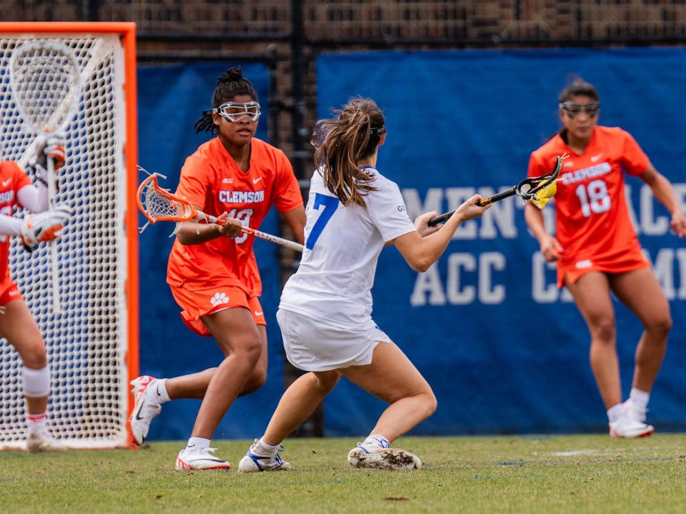 Katie Keller winds up a shot during Duke's loss to Clemson.