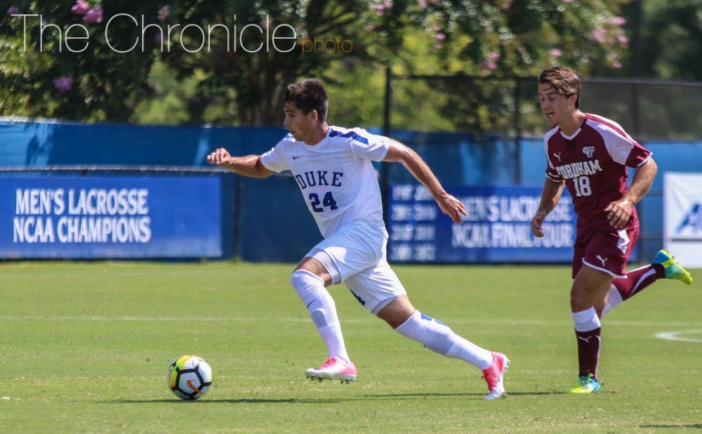 <p>Senior Brian White scored his first two goals of the year Sunday, including a long strike to the top left corner of the net in the final 10 minutes.</p>