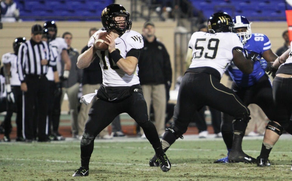 <p>Quarterback John Wolford and the Demon Deacon passing game has improved from a year ago, but Wake Forest's rushing attack has been suspect this season.</p>