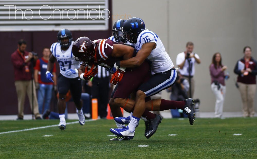 <p>At 6-foot-7, All-American tight end Bucky Hodges is a matchup nightmare for opposing defenses. He scored three touchdowns against Duke last season.</p>