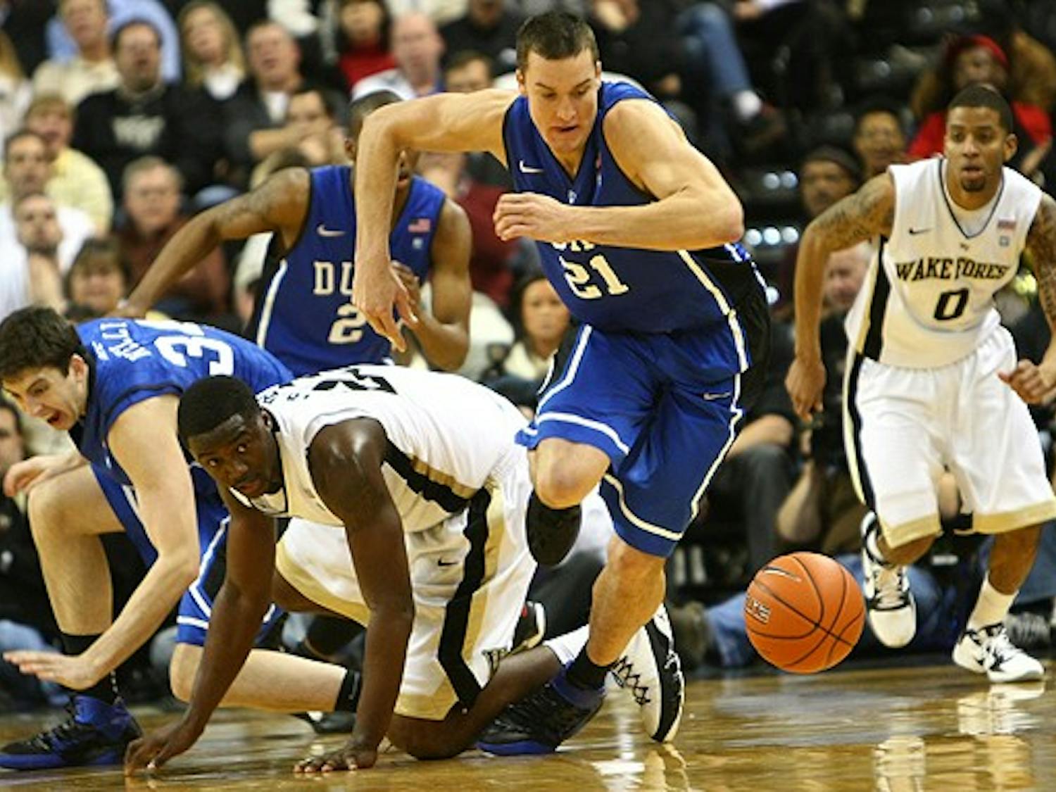Miles Plumlee sparked the Blue Devils’ second half run with tenacious defense. The forward also had eight points