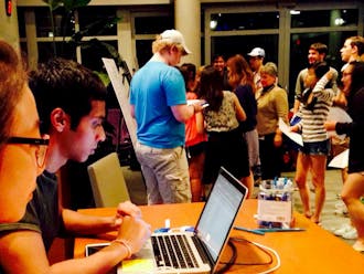 Students wait to select their rooms from the 2014-15 academic year.