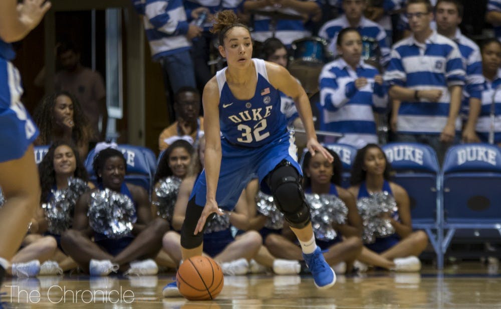 <p>Freshman Jayda Adams could be an effective shooter off the bench for the Blue Devils.</p>