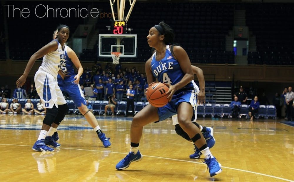 <p>Maryland transfer Lexie Brown and Rebecca Greenwell should give the Blue Devils one of the best backcourts in the country in 2016-17.&nbsp;</p>