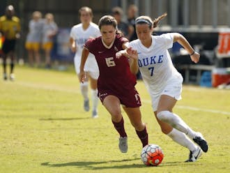 Freshman Taylor Racioppi fired a team-leading eight shots against Louisville Sunday, but none of her attempts found the back of the net as Duke finished with a scoreless draw against the Cardinals.