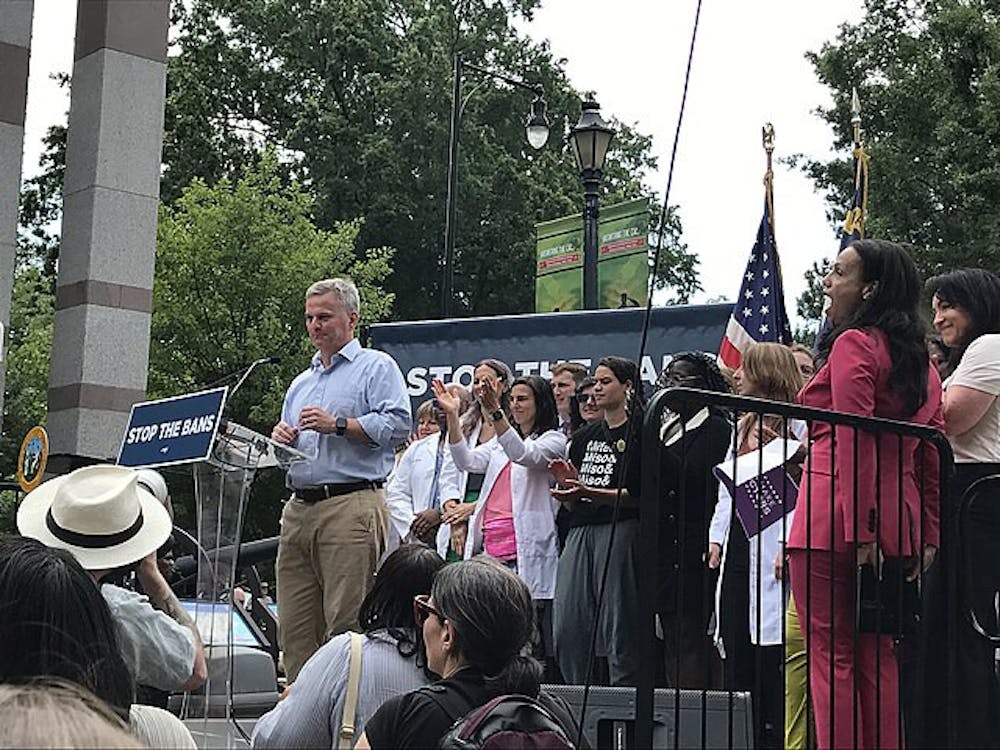 Josh Stein speaks at a May 2023 rally.