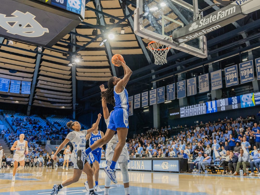 Jadyn Donovan goes up for a layup in Duke's Thursday contest against North Carolina. 