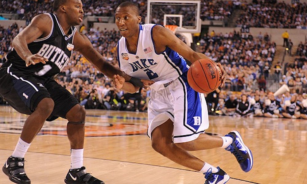 Nolan Smith faced tough defense from Butler’s guards in the national championship game, going 5-of-15 from the field.