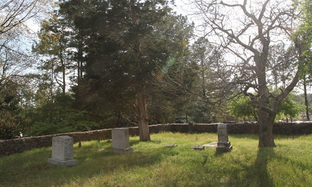 The TJ Rigsbee Family Grave Yard, located in the Blue Zone, serves as a reminder of the family who had owned land that would become West Campus.