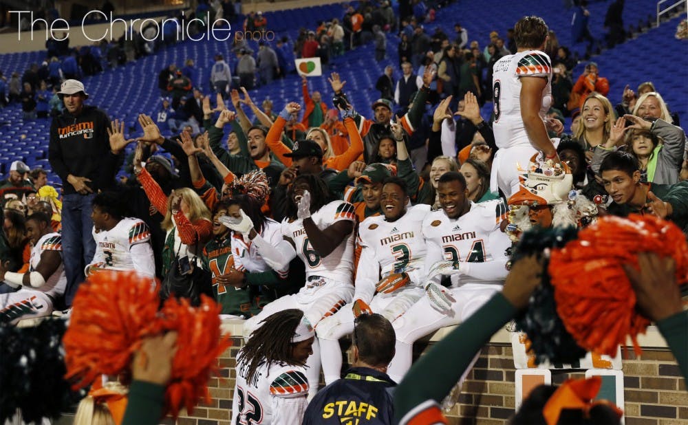 <p>The Hurricanes were all smiles after the replay booth gave their game-winning touchdown the all-clear.</p>