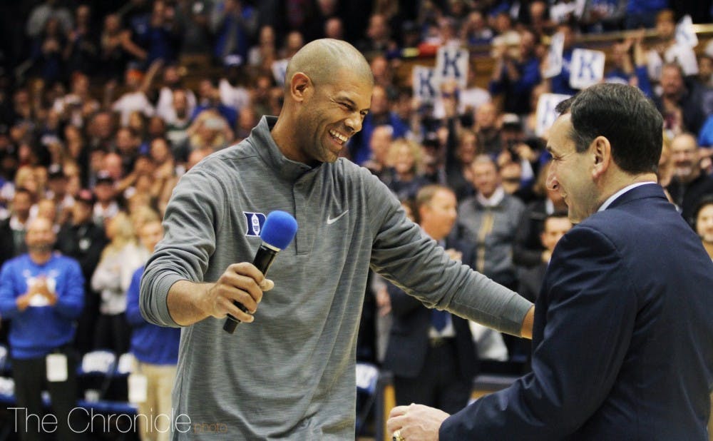 <p>Shane Battier shared a 2001 national championship with Coach K—his 533rd victory with Duke and the third of Krzyzewski's five titles in Durham.</p>