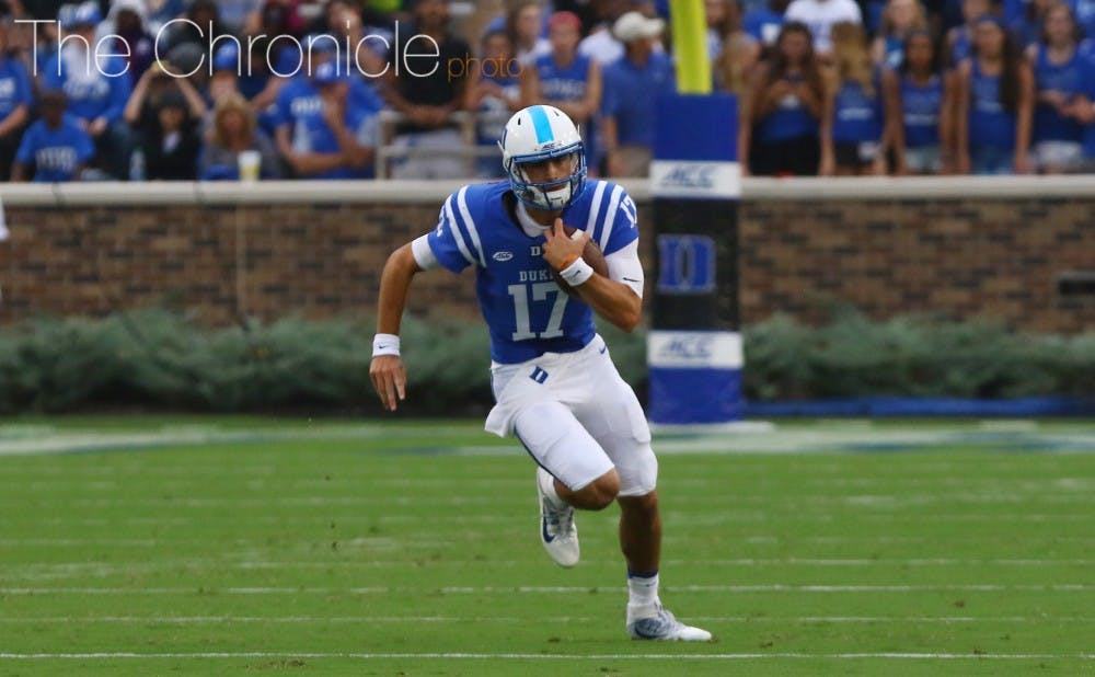 Daniel Jones threw for 279 yards against Notre Dame, but is still struggling with turnovers as a redshirt freshman.