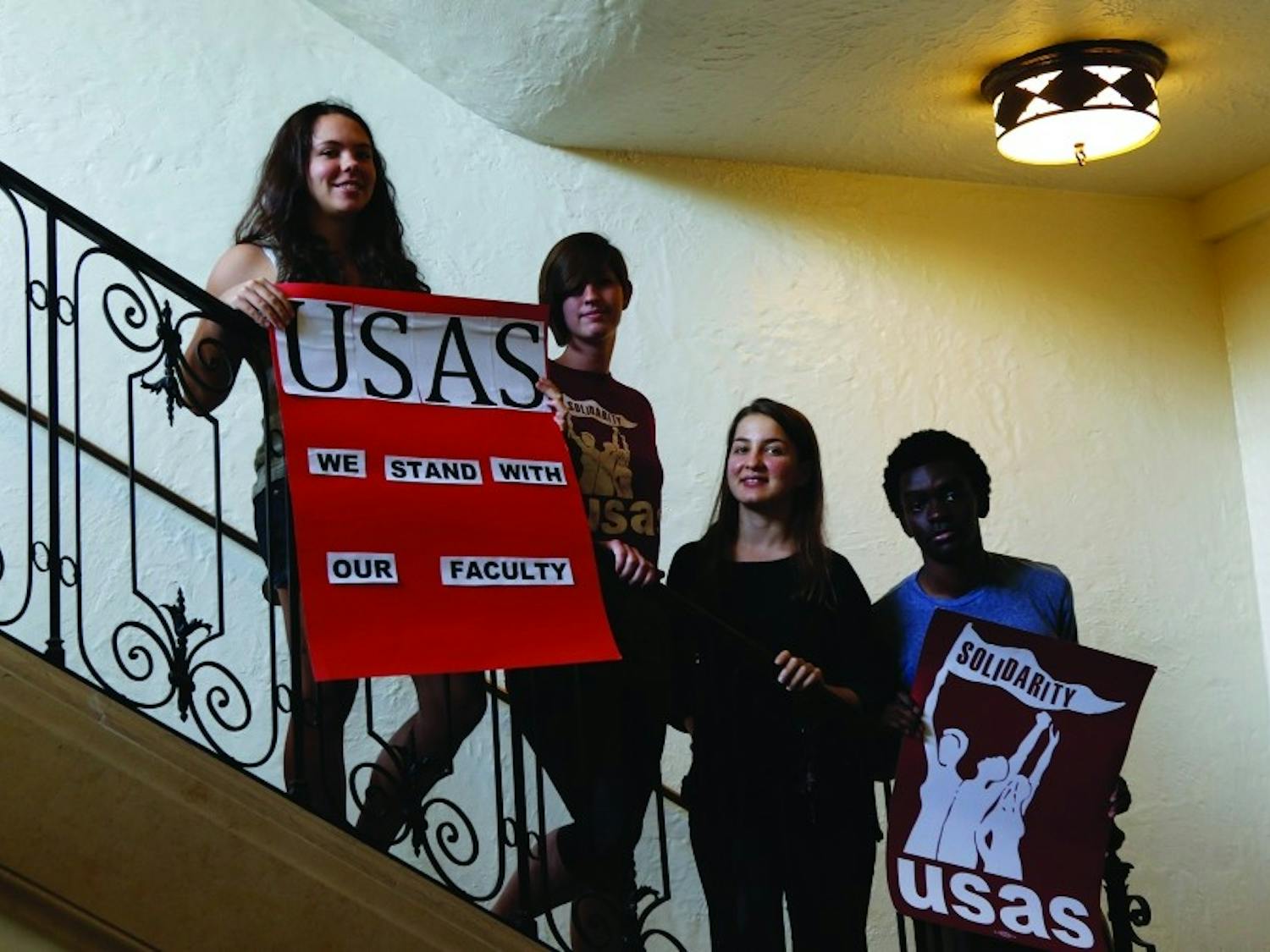 Members of the United Students against Sweatshops organization petitioned administrators earlier in the year to raise awareness as faculty members try to gain better working conditions and wages.&nbsp;&nbsp;