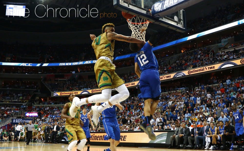 Zach Auguste and the Fighting Irish defense forced Duke to miss 24 of its last 28 shots, helping Notre Dame claw its way back into the game.