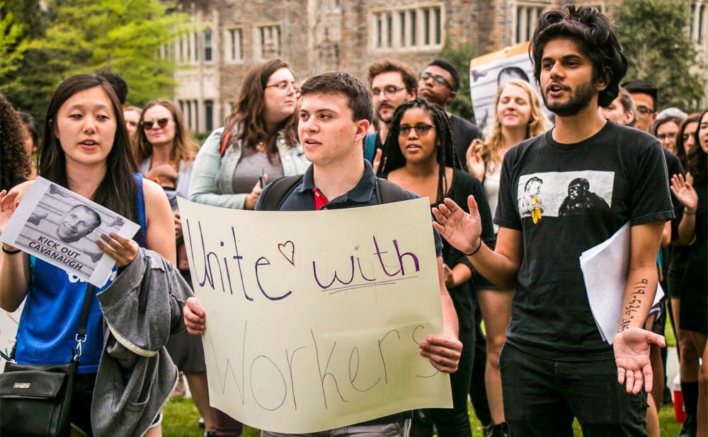 <p>Duke Students and Workers in Solidarity advocated for  an increased minimum wage for Duke workers this spring.</p>