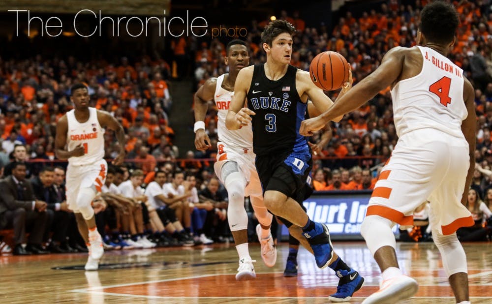 <p>Grayson Allen is averaging just 8.0 points and shooting 22.5 percent from the field in Duke's last four games as he continues to battle a toe injury.</p>