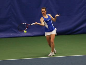 Junior Chalena Scholl is one of three top-100 singles players for the Blue Devils, who open NCAA championship play May 13 at home.