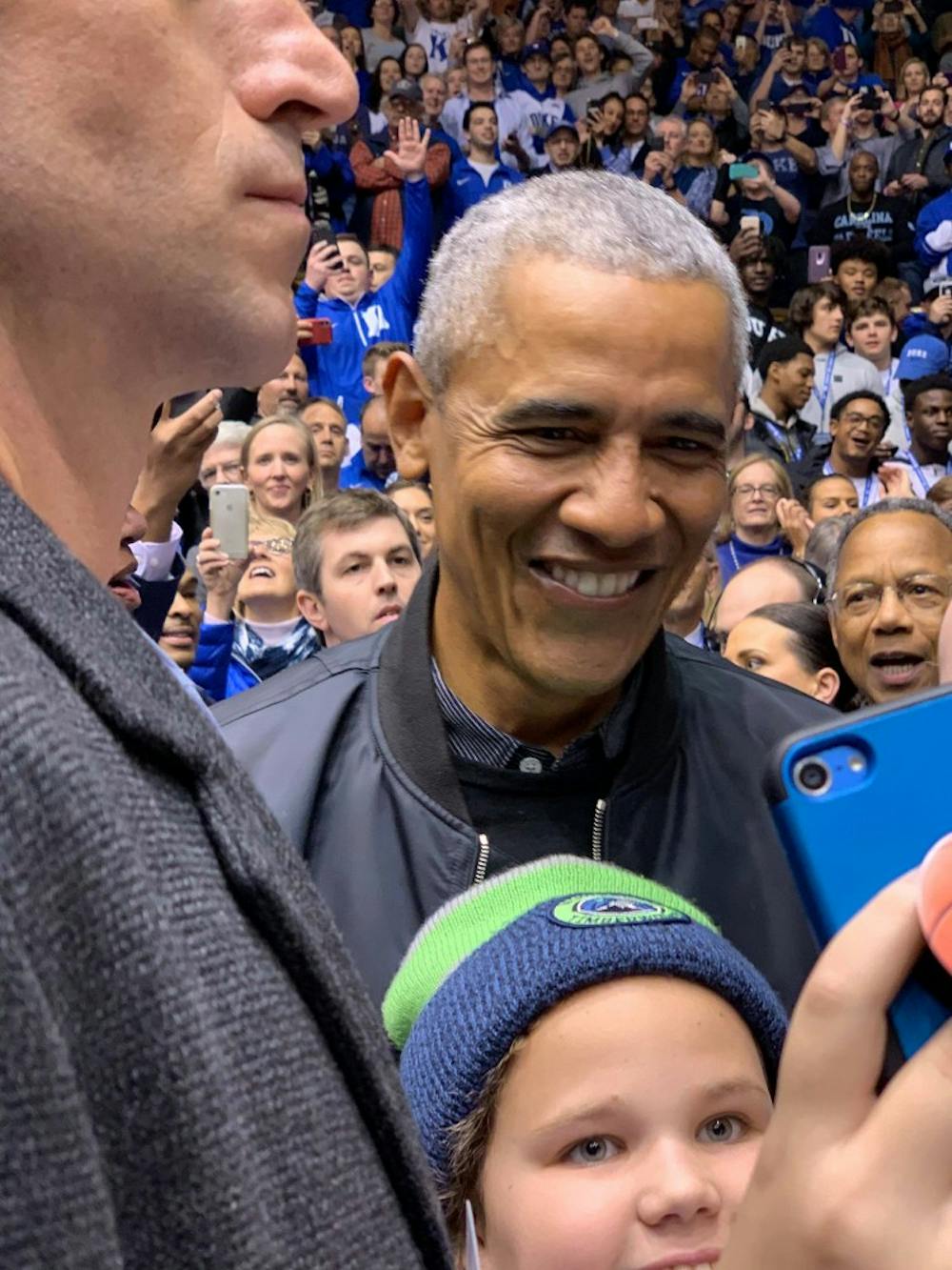 Barack Obama is in Cameron Indoor Stadium for the Duke-North Carolina game. 