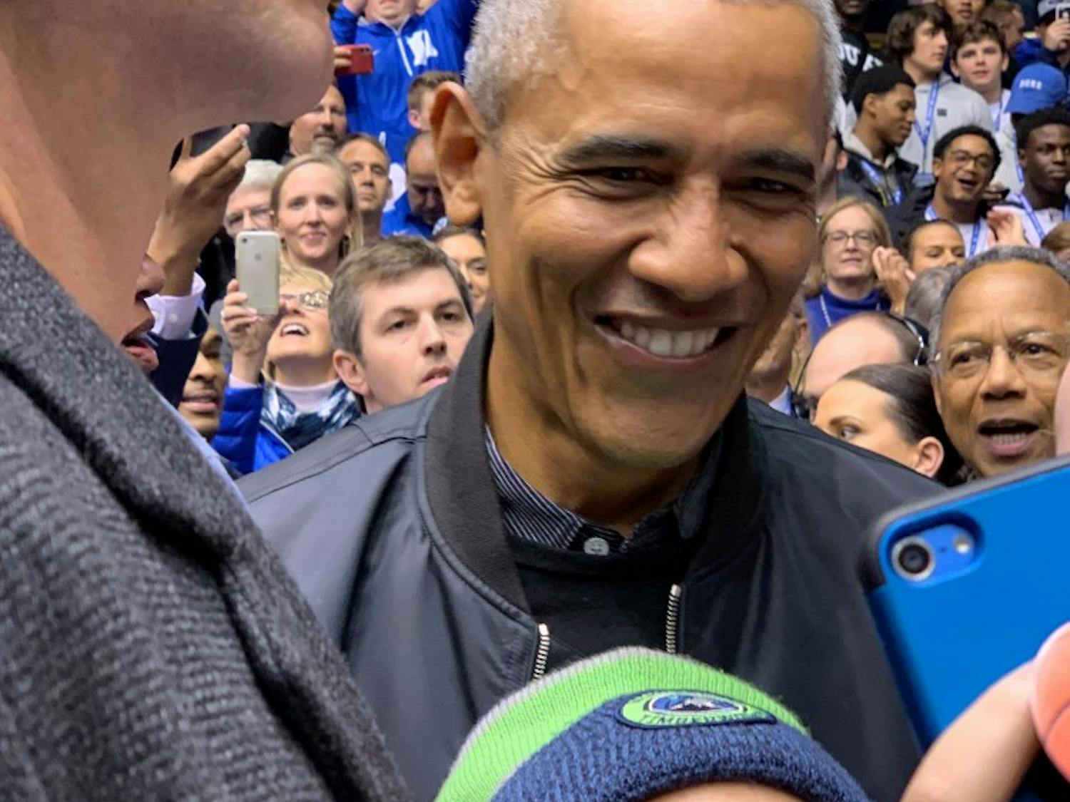 Barack Obama is in Cameron Indoor Stadium for the Duke-North Carolina game. 