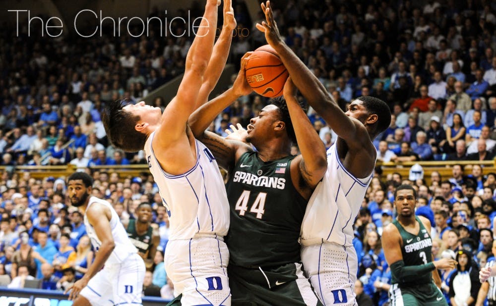 With Jones leading the way, the Blue Devils forced 18 Michigan State turnovers&mdash;including eight in the second half.&nbsp;