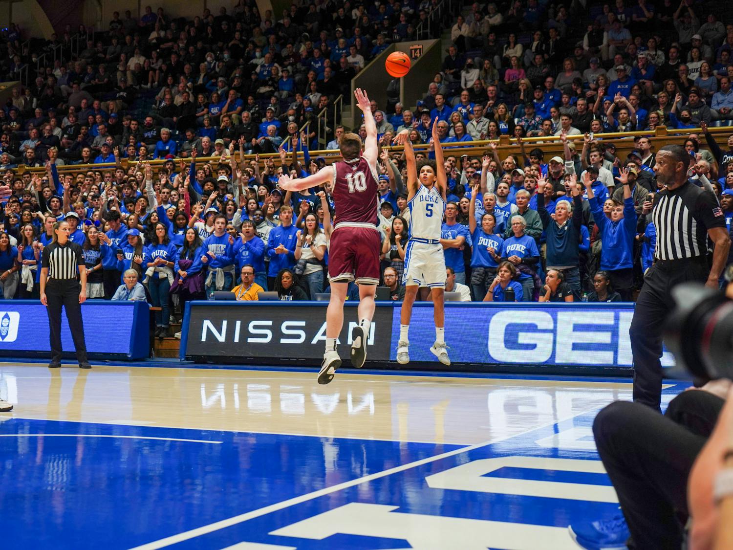 Tyrese Proctor lets loose a 3-pointer during the first half of Duke's 74-57 win against Bellarmine.