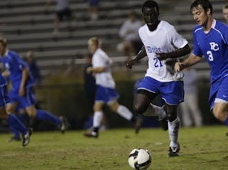 Sophomore Kwasi Ayisi scored his first goal of the season as the Blue Devils trounced Presbyterian 6-0 Wednesday night at Koskinen Stadium.