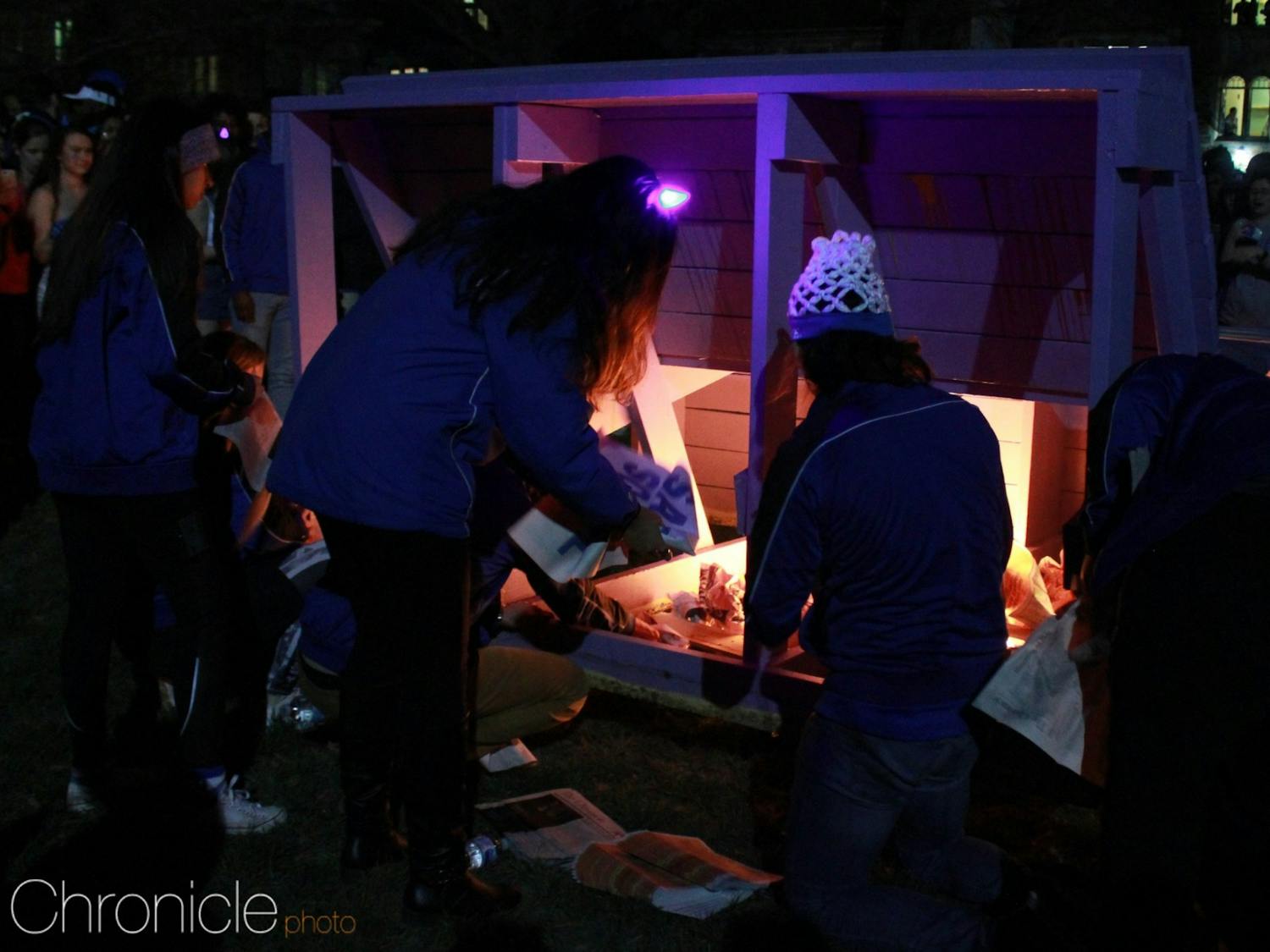 A-Team stokes a bench bonfire after a Duke basketball win.