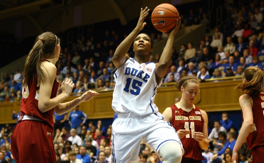 Senior Richa Jackson scored 17 points off the bench as Duke overcame early foul trouble and topped Boston College 78-57.