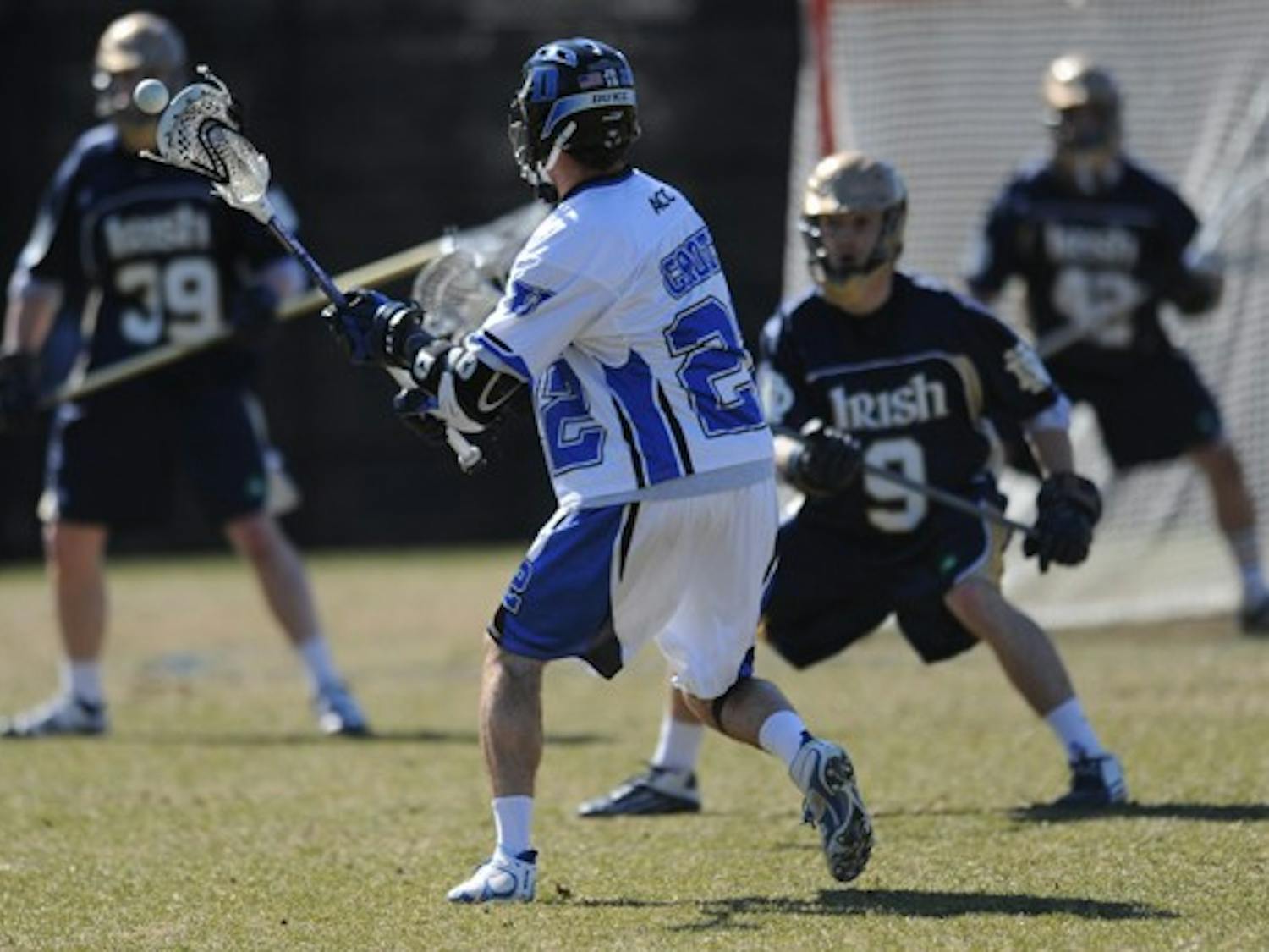 Senior Ned Crotty racked up five assists Saturday in Duke’s nine-goal victory over Penn State at home.