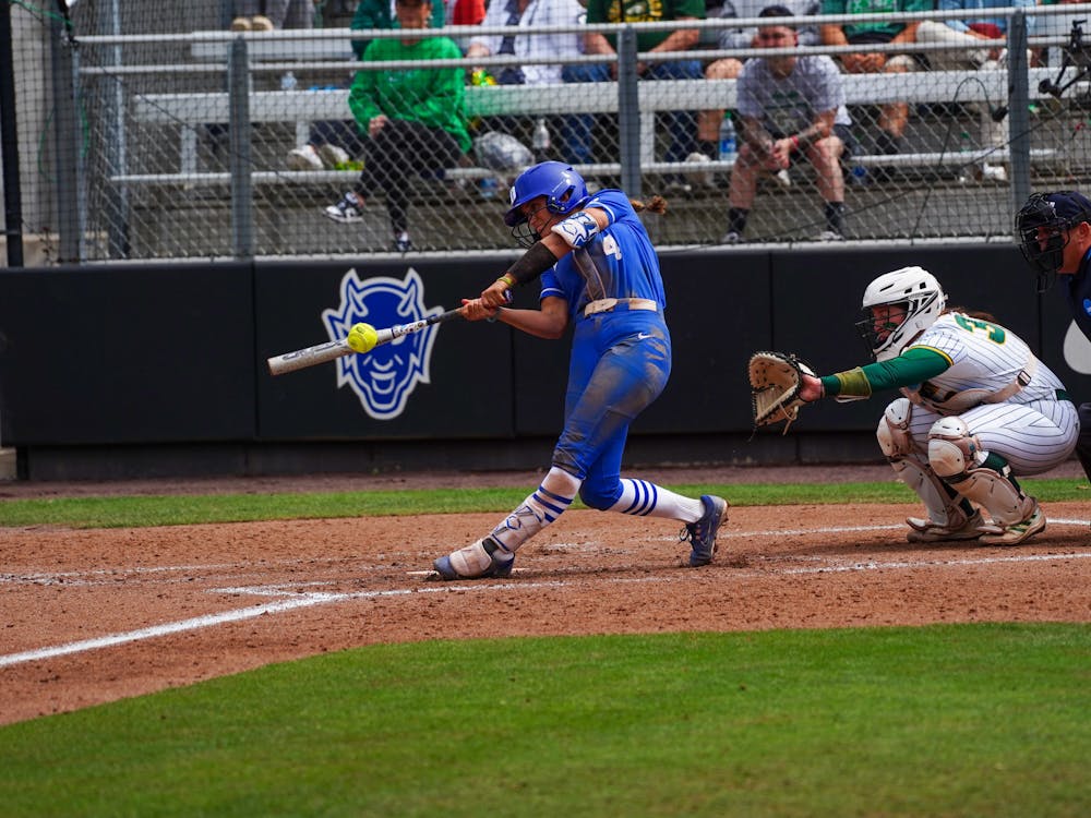 Sophomore Ana Gold swings at bat during Duke's Friday win against George Mason.