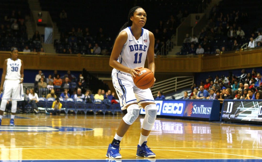 Duke freshman Azura Stevens posted 15 points and seven rebounds in the Blue Devils’ loss to No. 7 Texas A&M Sunday.