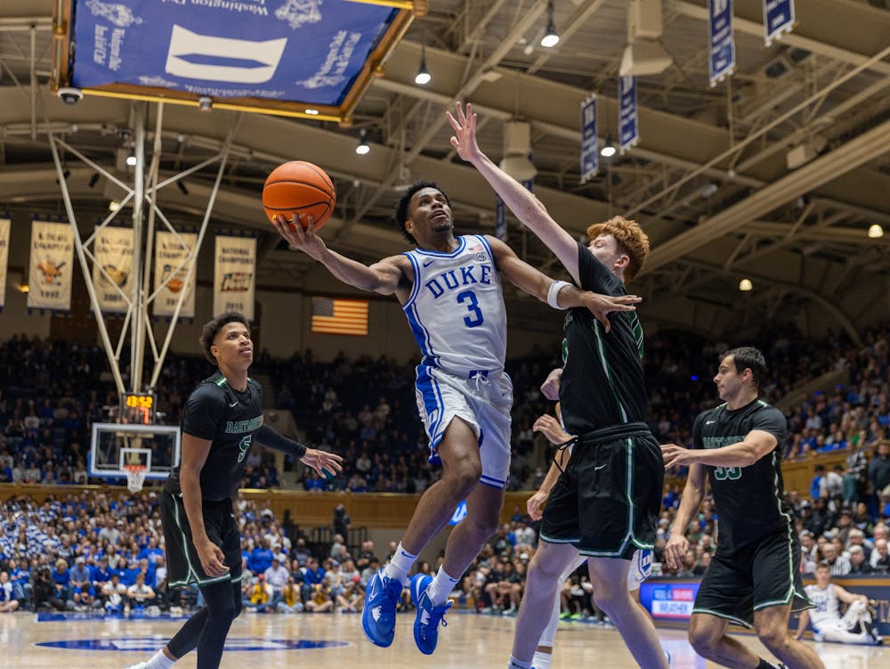 Senior guard Jeremy Roach goes up for a layup in Duke's win against Dartmouth.