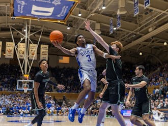 Senior guard Jeremy Roach goes up for a layup in Duke's win against Dartmouth.