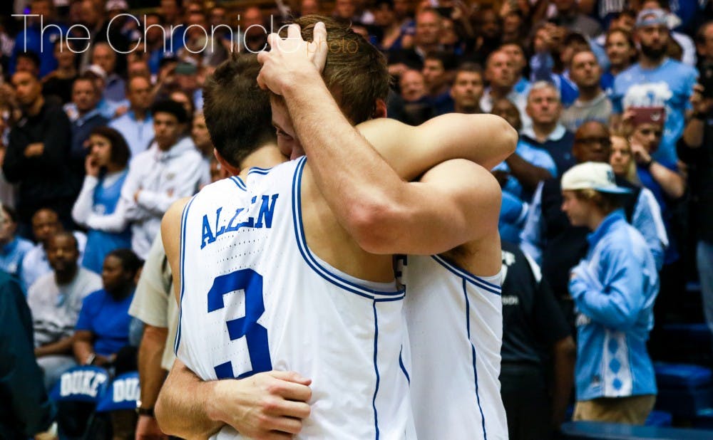 <p>The Blue Devils celebrated their ninth win against North Carolina in the last 12 rivalry matchups.&nbsp;</p>