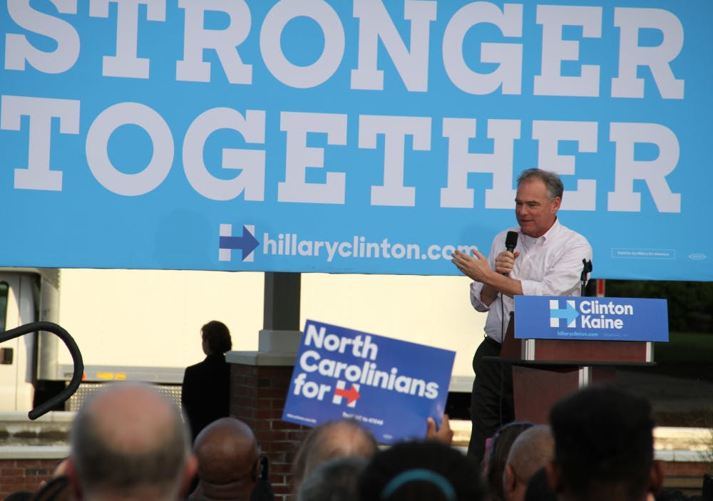 <p>Tim Kaine noted the importance of North Carolina in the 2016 presidential election during an event at&nbsp;North Carolina Central University Thursday.&nbsp;</p>