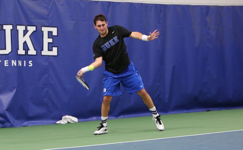 <p>The Blue Devils broke a four-match losing streak Friday at Tennessee, but endured a 7-0 setback at Michigan Sunday.</p>