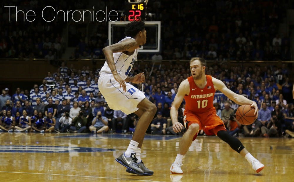 <p>Sharpshooter Trevor Cooney leads a talented and veteran Syracuse backcourt that could make some noise in the ACC tournament after a rough start to conference play.</p>