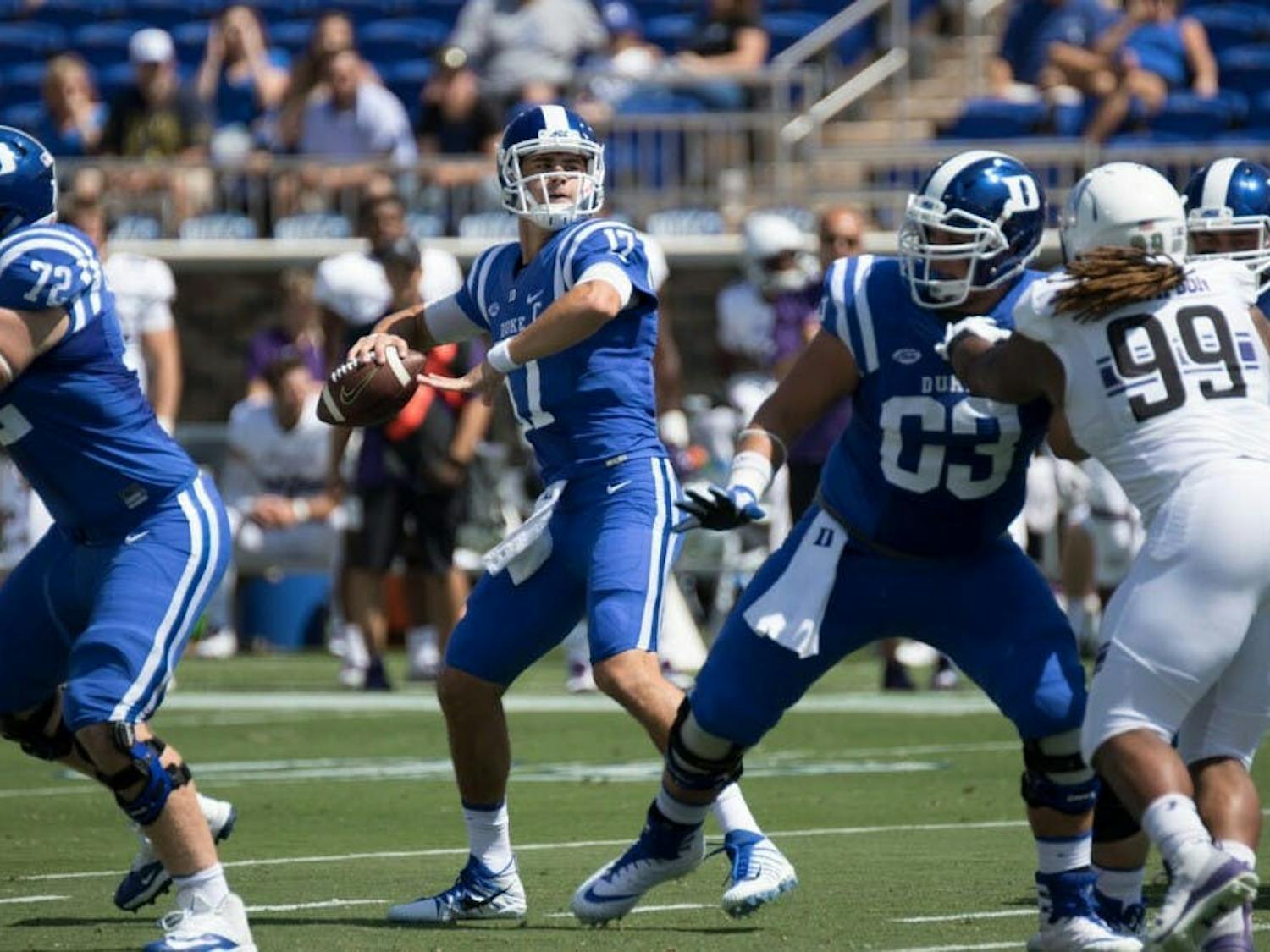 Former Blue Devil Daniel Jones is out for the season with a torn ACL. 
