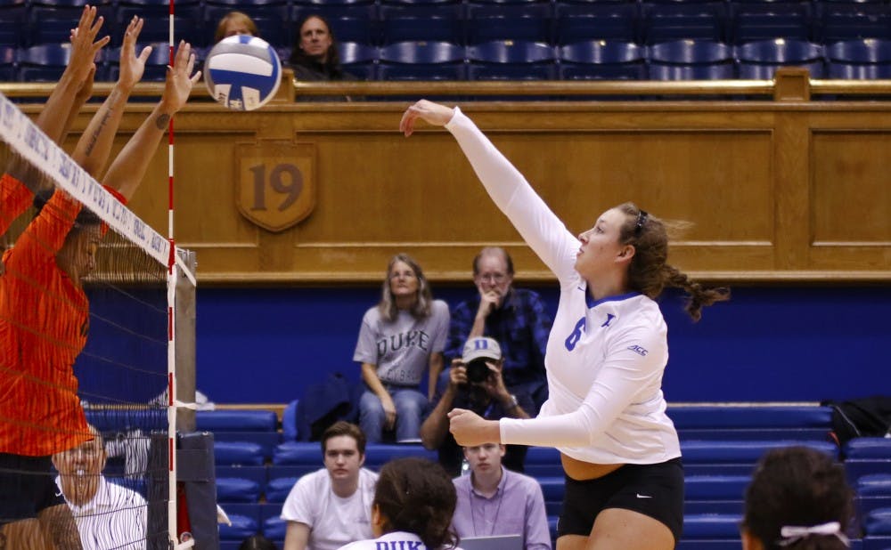 <p>Senior Alyse Whitaker will look to continue her strong start to the season this weekend as the Blue Devils try to remain undefeated.&nbsp;</p>