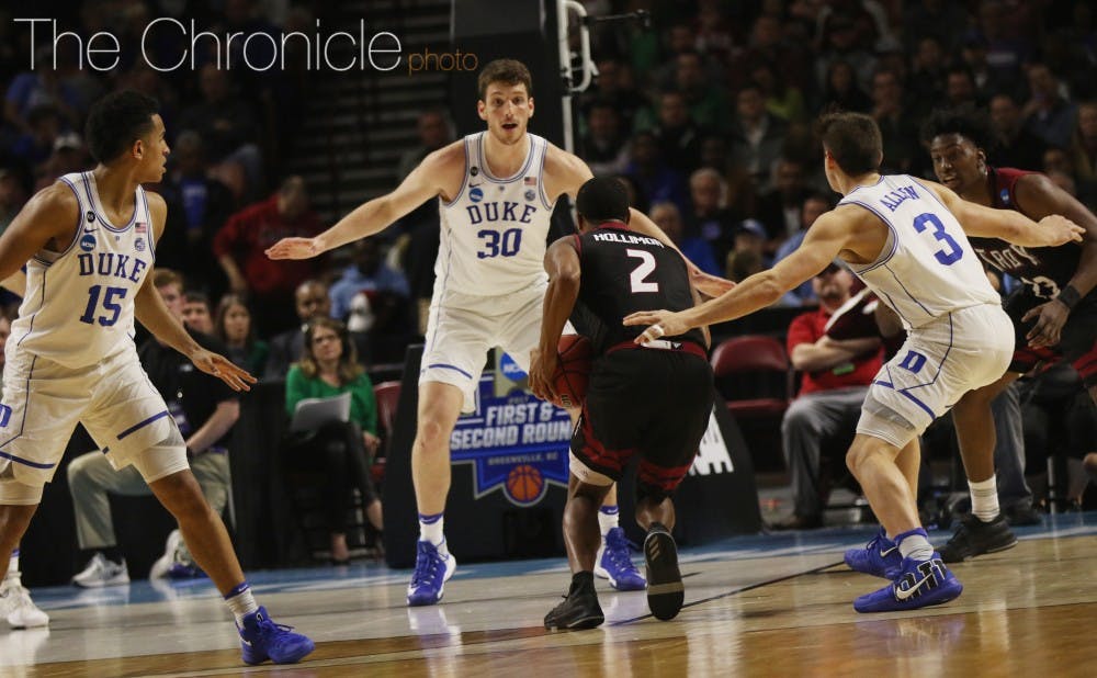 <p>Antonio Vrankovic stayed on the bench for much of ACC play but saw the floor in the NCAA tournament while Marques Bolden battled the flu.</p>