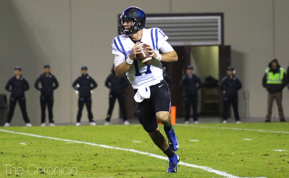 Redshirt sophomore Daniel Jones has led the Blue Devil offense to just five touchdowns during Duke’s five-game losing streak.