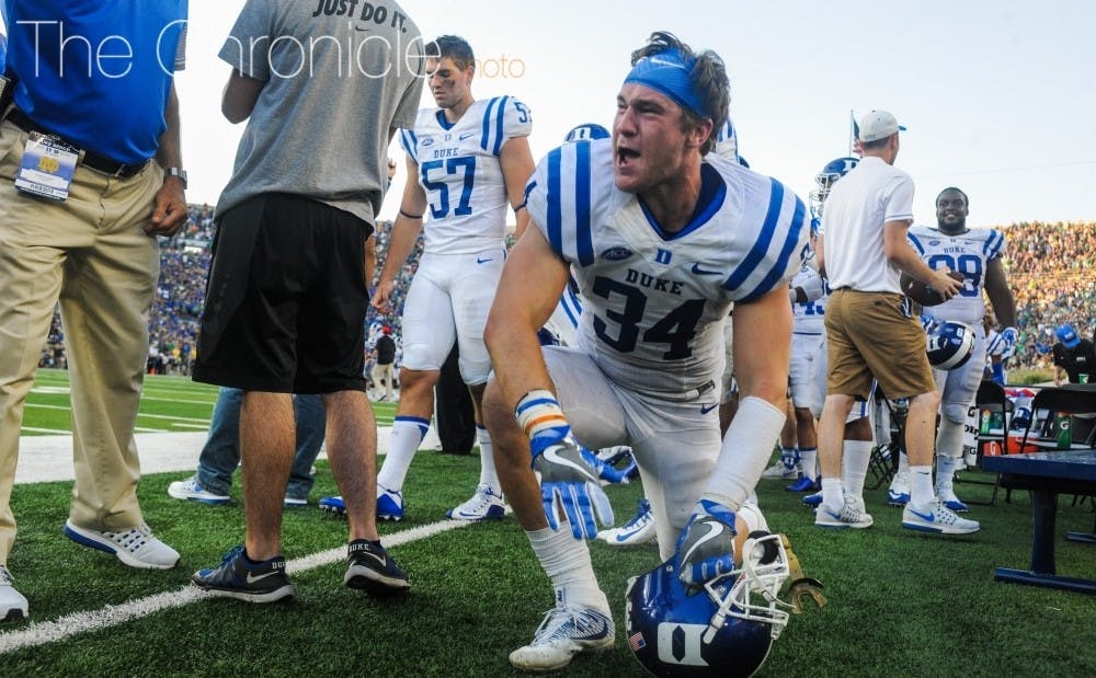 Ben Humphreys (pictured) and Joe Giles-Harris will lead a strong Blue Devils linebacking corps this season. 