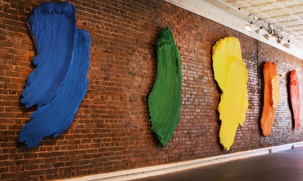 Artist Donald Martiny&#039;s paintings, made with nanotechnology, micro bubbles and brooms, are displayed at the Carrack Modern Art gallery. The exhibition will run through November 5.