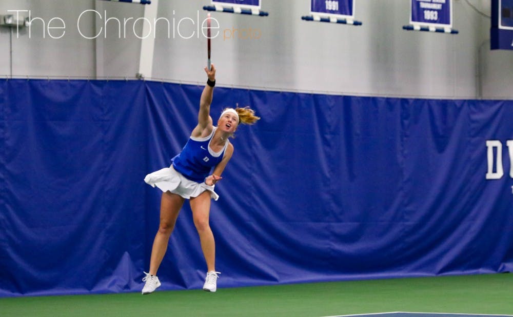<p>Sophomore Kaitlyn McCarthy was a perfect 14-0 in ACC play for the Blue Devils on Court 4 in the regular season.</p>