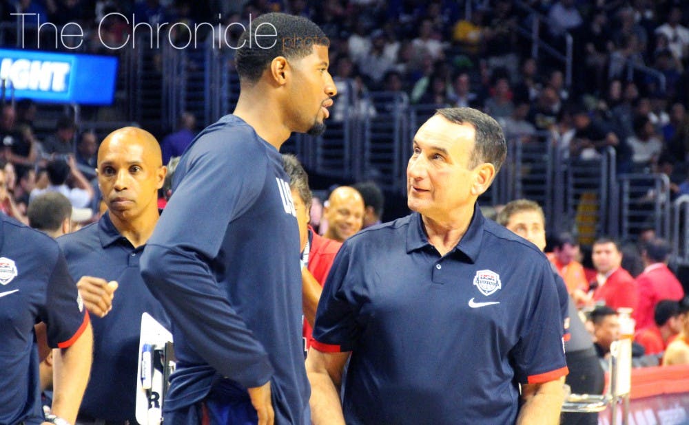 Krzyzewski has formed strong bonds with many NBA players, including Indiana's&nbsp;Paul George.